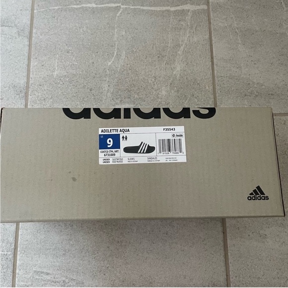 Adidas Striped Black and White Slides unisex - Picture 3 of 5